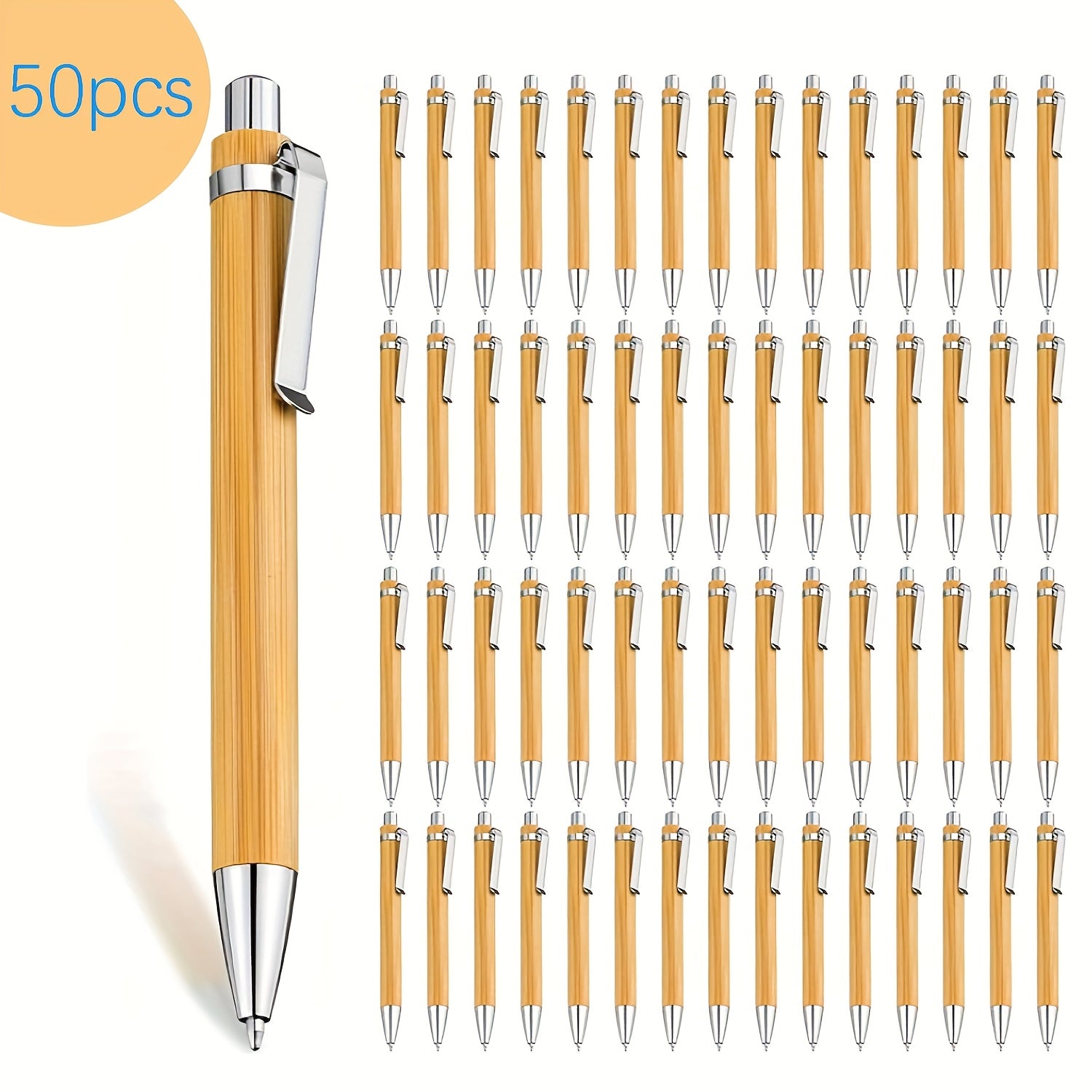 100 Bamboo Pens, Retractable Ballpoint Pen With Black Ink, 1mm, Suitable For Writing, Office Supplies, Wooden Bamboo Ballpoint Pen, Ideal For Journals, Supplies, And Decorations