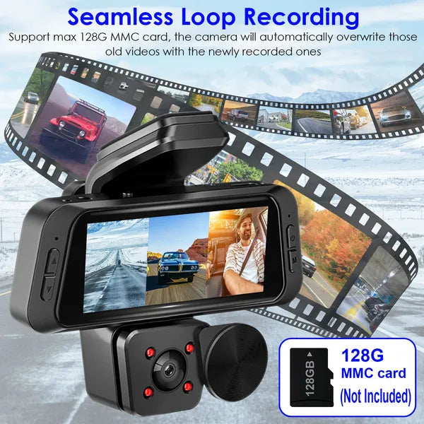 1080P FUD 3 Channel WiFi Dash Cam 170° Wide Angle Triple Car Camera With IR Night G-Sensor Motion Detection Loop Recording App Control Support 128G Max